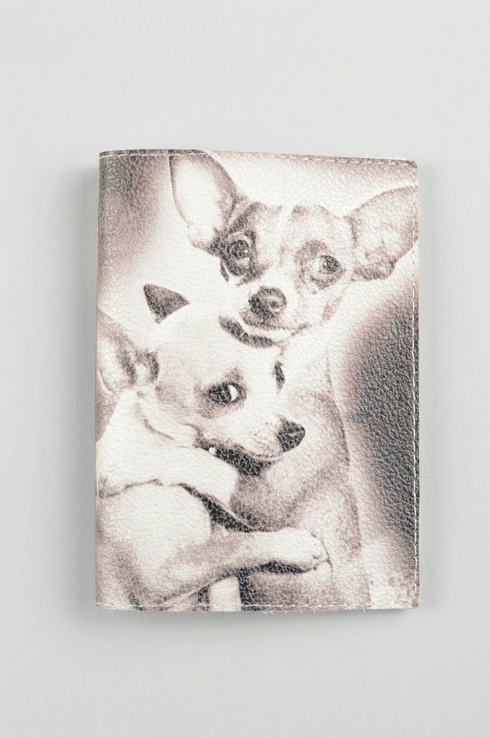 Étui passeport cuir fait main Protège-passeport avec chiens Accessoire femme photo 5