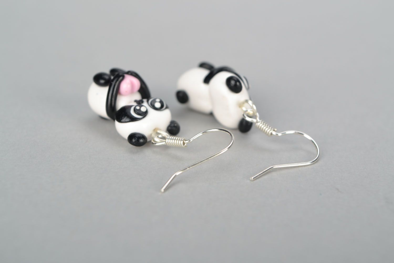 Polymer clay earrings Pandas photo 4