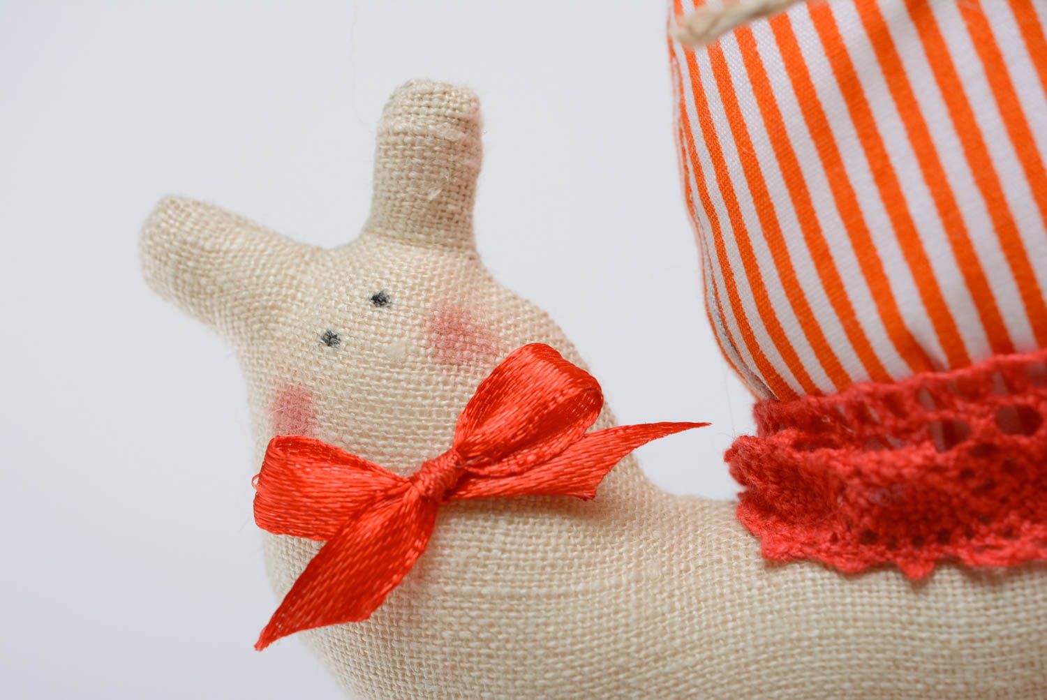 Stoff Kuscheltier Schnecke aus Baumwolle und Polyester für Haus Deko handmade foto 2