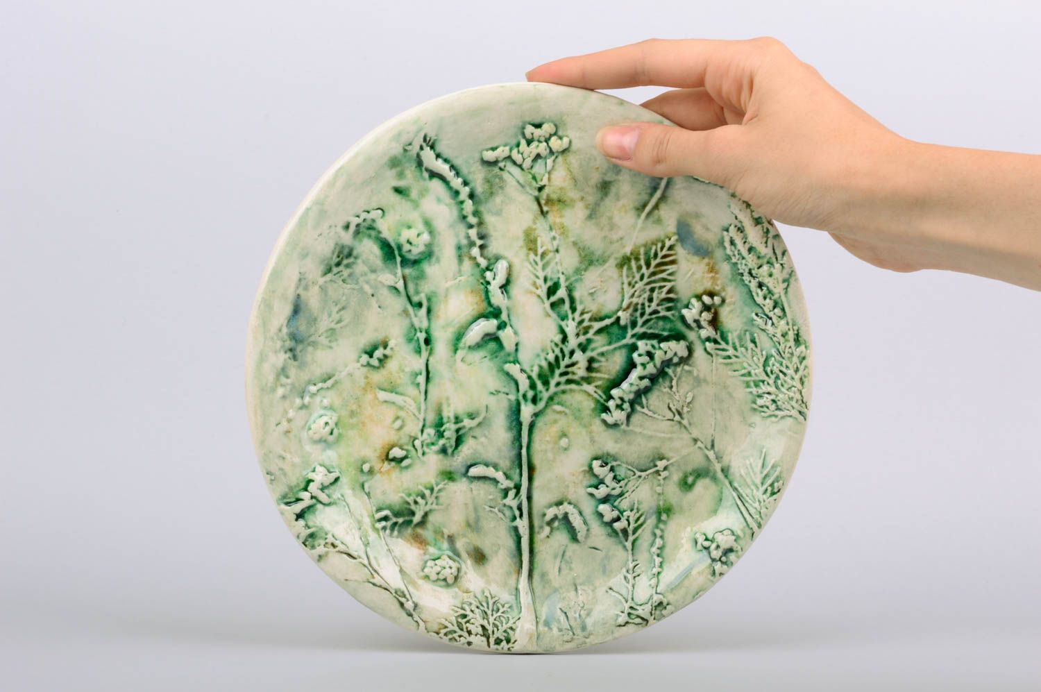 Handmade designer plate unusual ceramic kitchenware stylish interior decor photo 2