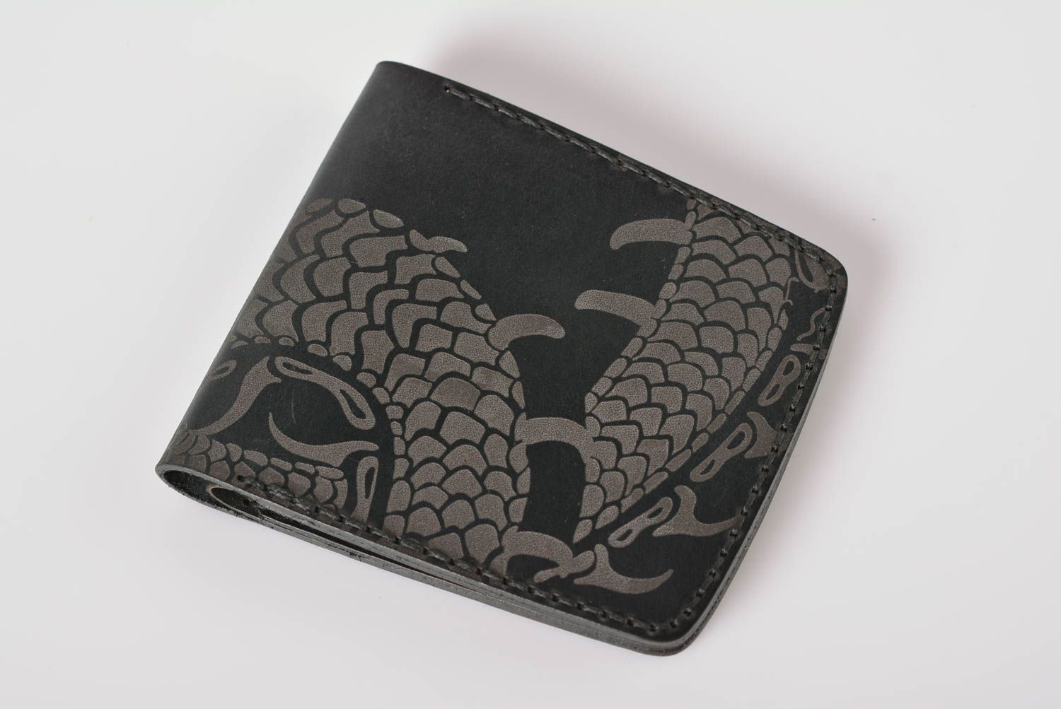 Herren Geldbörse handmade Leder Geldbörse Accessoires für Männer schwarz schön foto 1