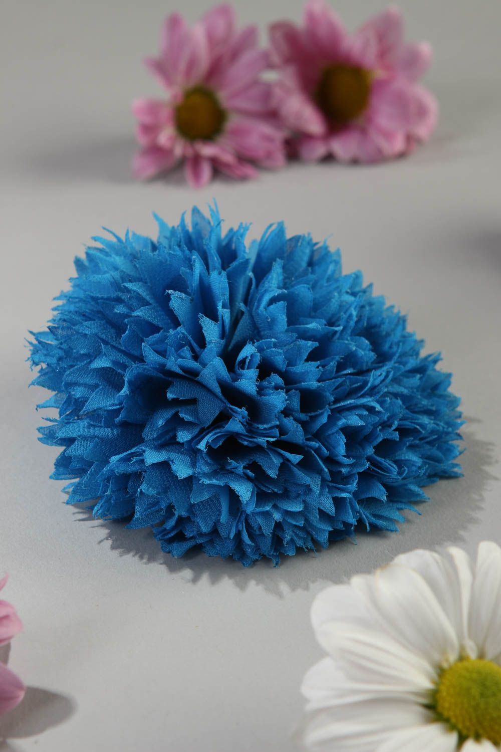 Handmade scrunchy with flower hair accessories design blue scrunchy gift for kid photo 1