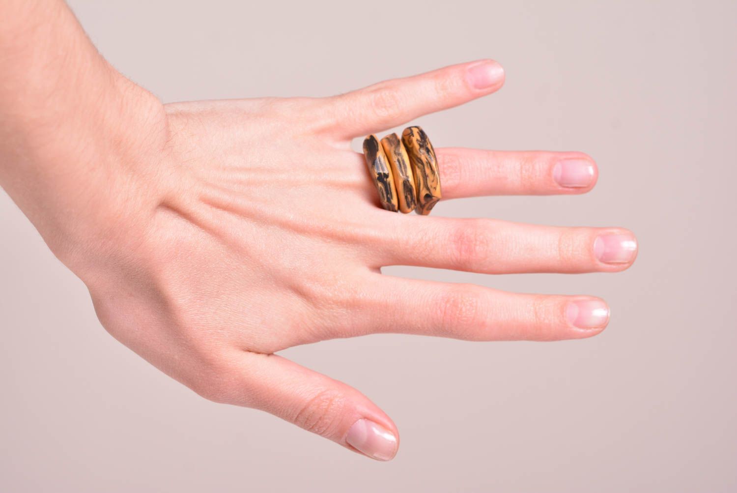 Кольца ручной работы кольца для девушек необычные кольца 3 шт из полимерки фото 1