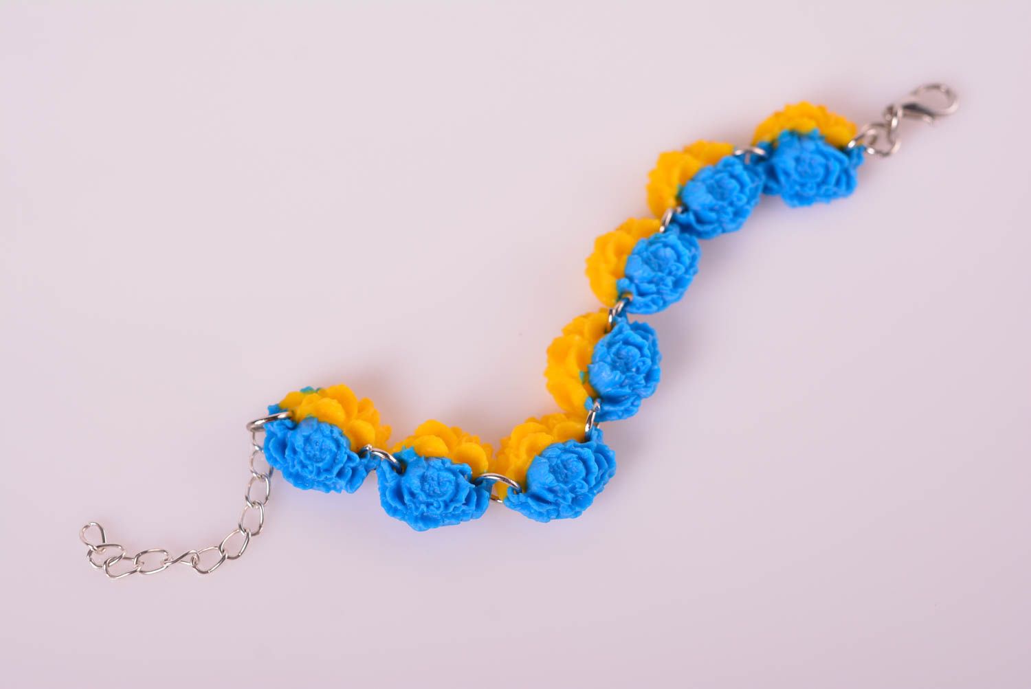 Tennis clay yellow and blue flowers charm bracelet for women photo 4