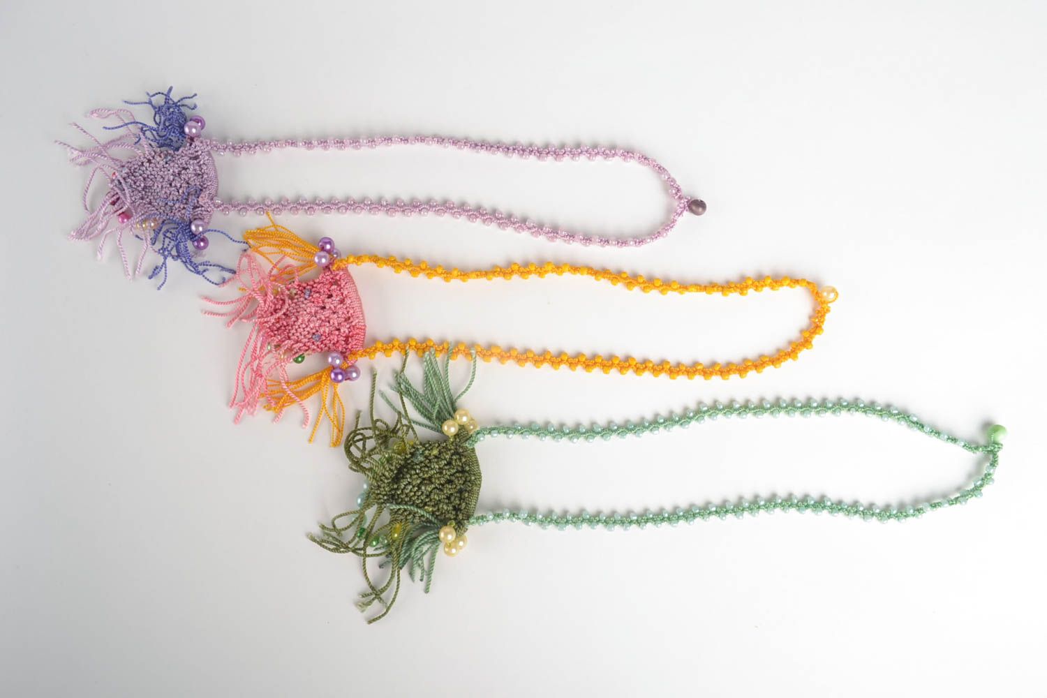 Handmade jewelry cute textile pendant stylish colorful pendants 3 pieces photo 2