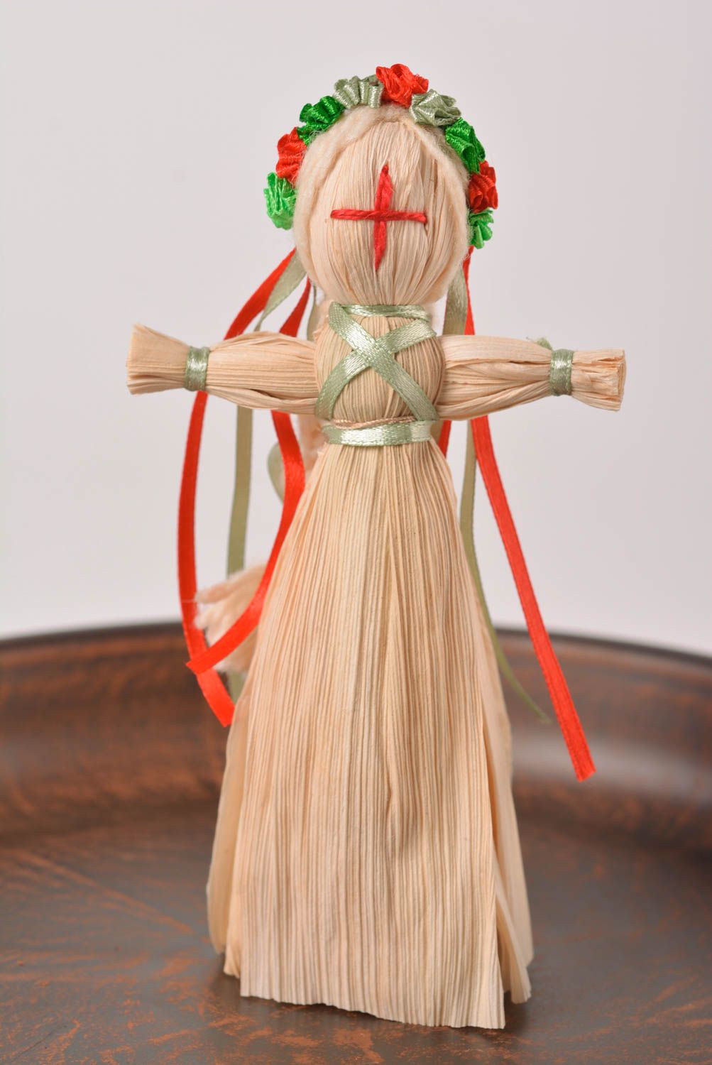 Handmade interior doll unusual designer doll toy made of straw interior toy photo 1