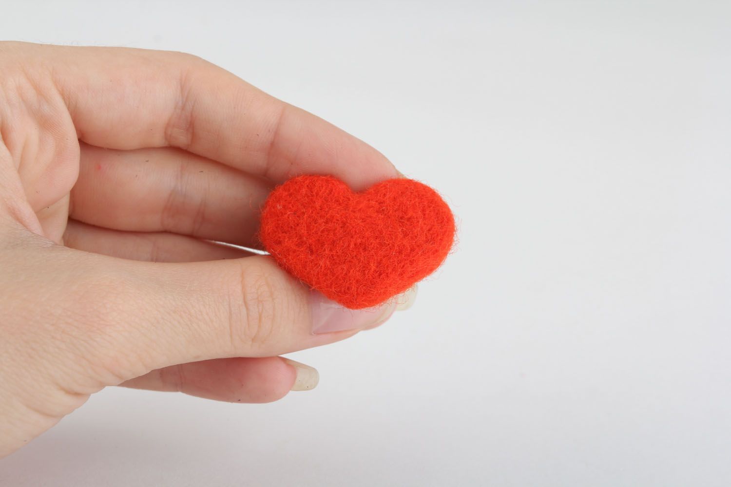 Bague coeur rouge en laine faite main  photo 4