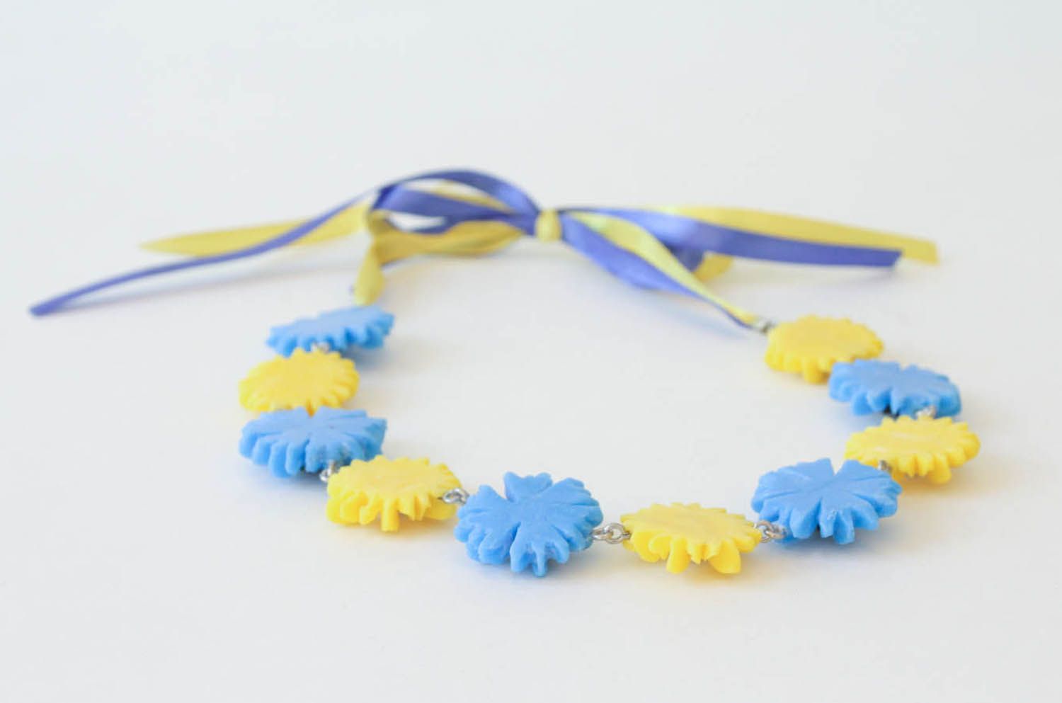 Polymer clay necklace Сornflowers photo 2