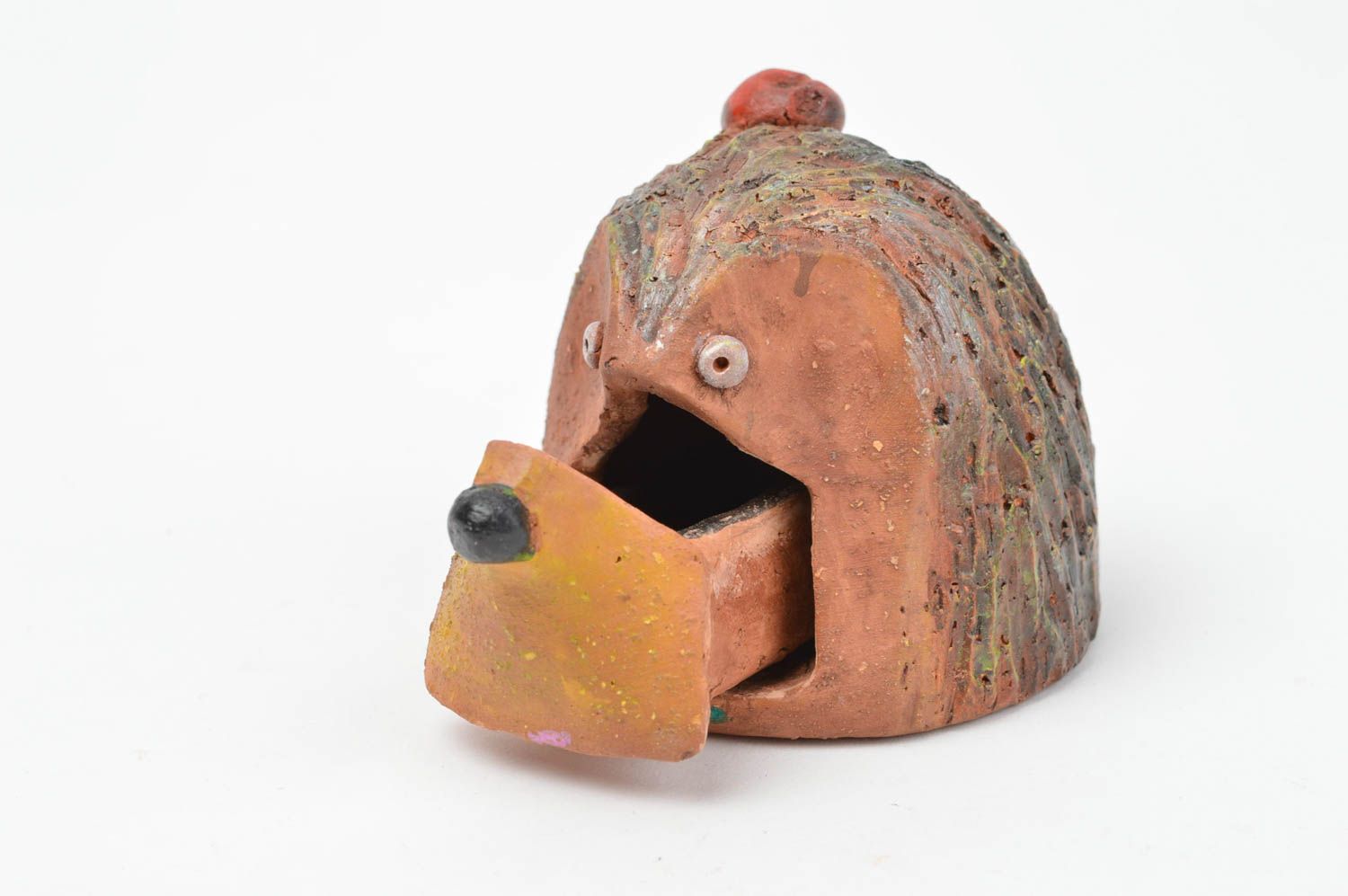 Boîte en céramique originale en forme de hérisson faite main marron photo 4