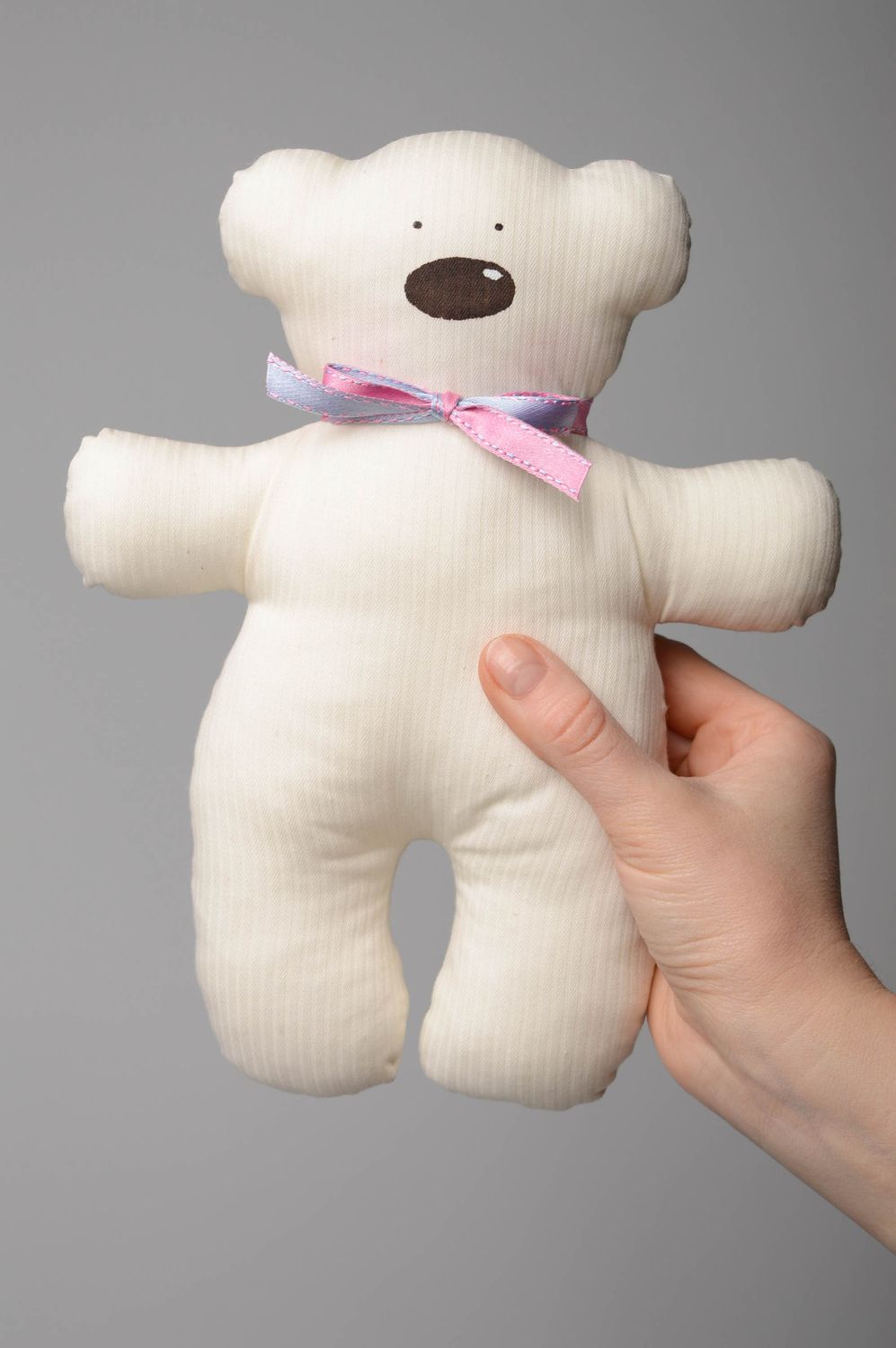 Hand sewn fabric soft toy Polar Bear photo 4