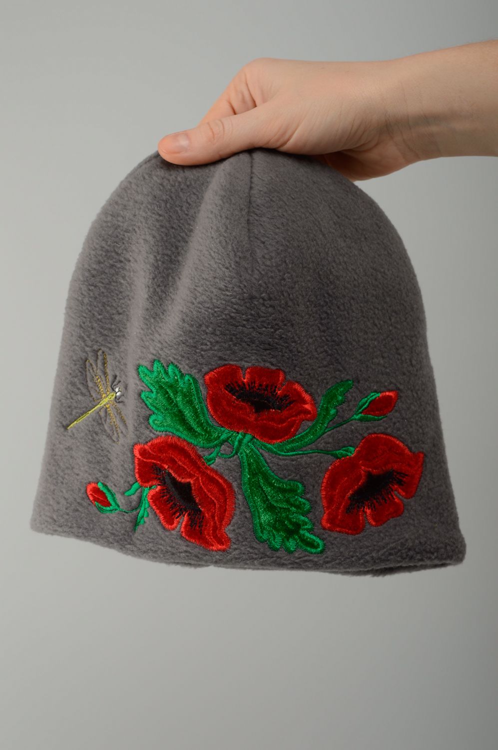 Children's fleece hat with poppies photo 4