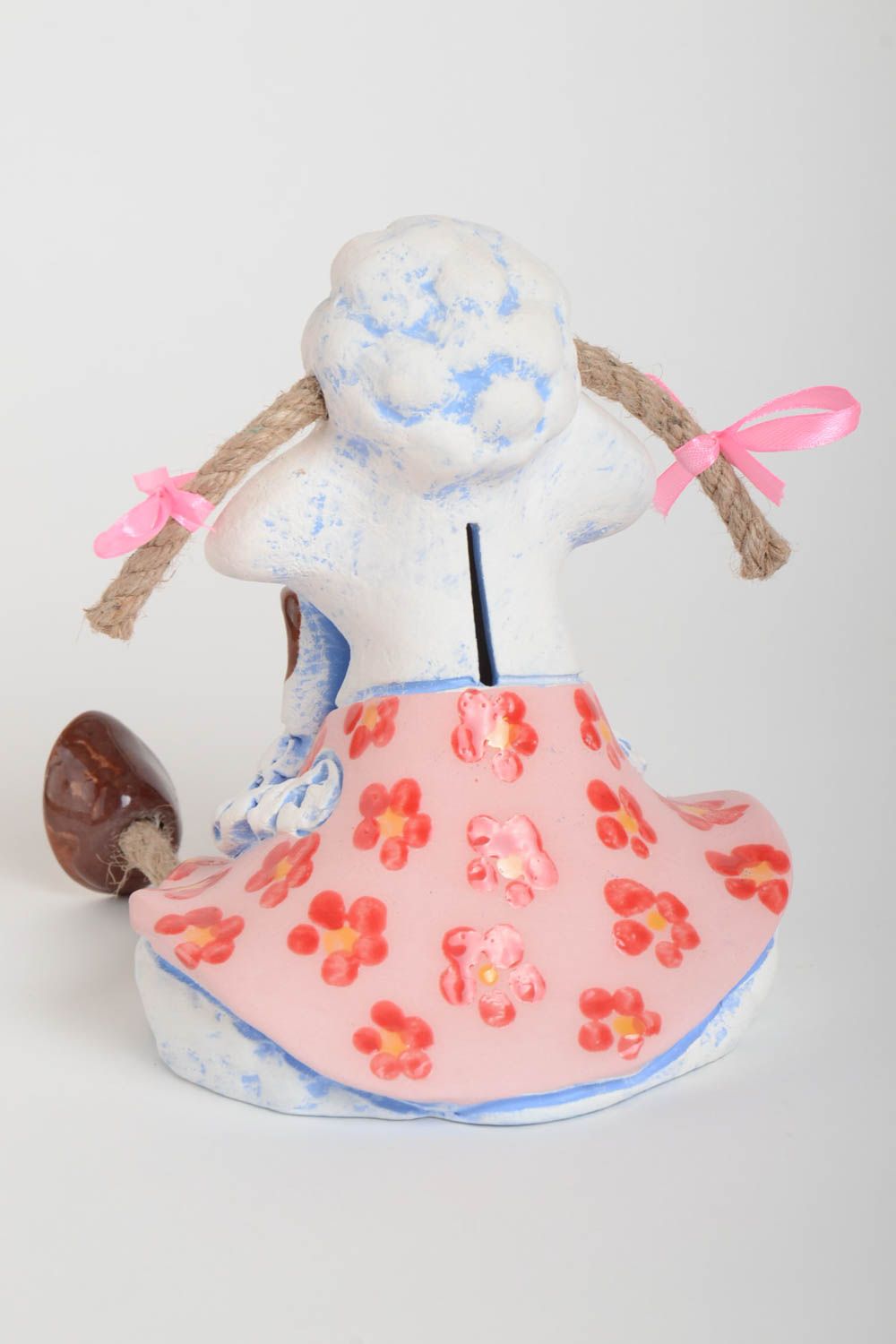 Handmade Keramik Spardose für Haus Deko Geschenk für Kinder Kuh mit Zöpfen foto 5