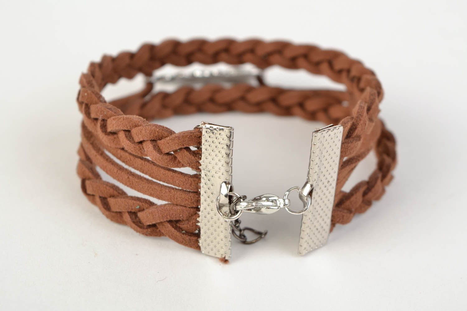 Beautiful woven handmade suede cord bracelet with owl charm photo 4