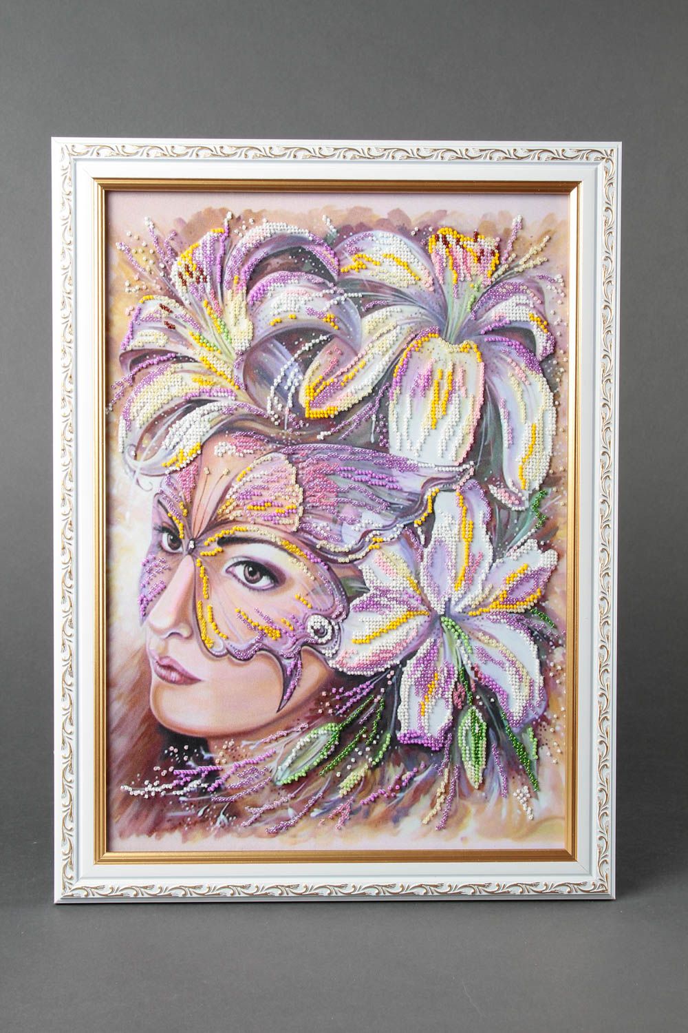 Картина вышитая бисером ручной работы картина в раме декор для дома портрет фото 2