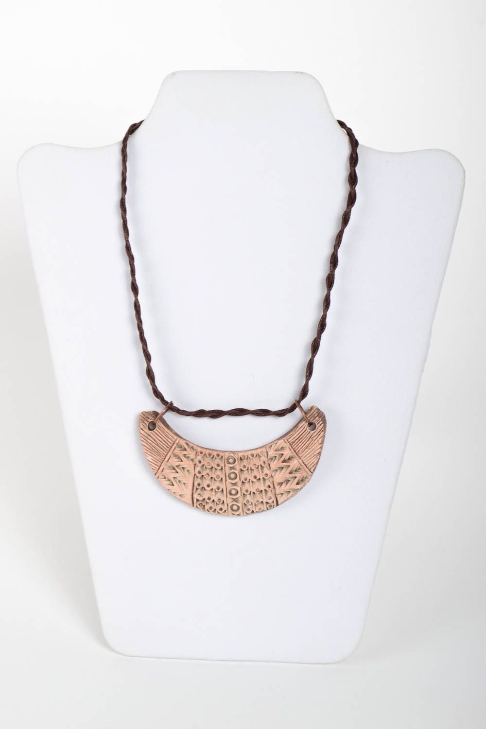 Crescent pendant handmade neck accessory designer clay necklace for women photo 2