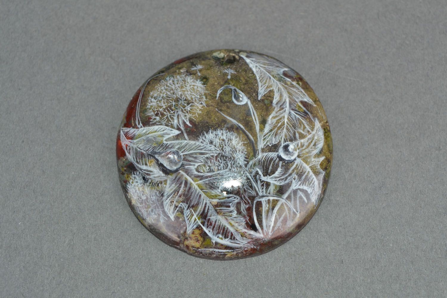 Круглый кулон с натуральным камнем  фото 3