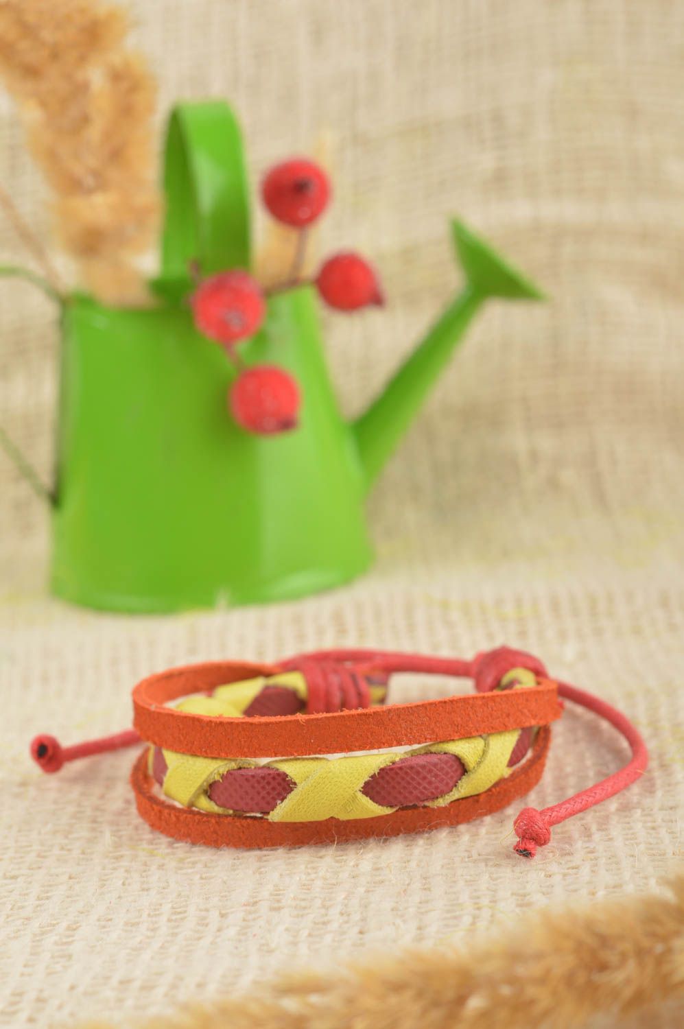 Bracelet tressé Bijou fait main vrai cuir daim multicolore Cadeau pour femme photo 1