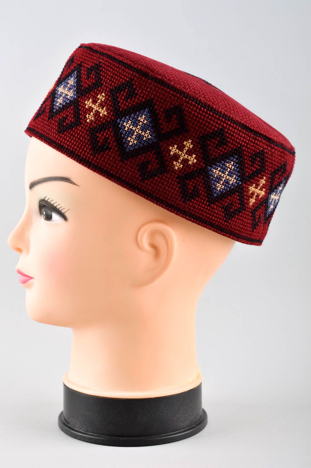 Unusual handmade textile hat headwear for men head accessories for men photo 2