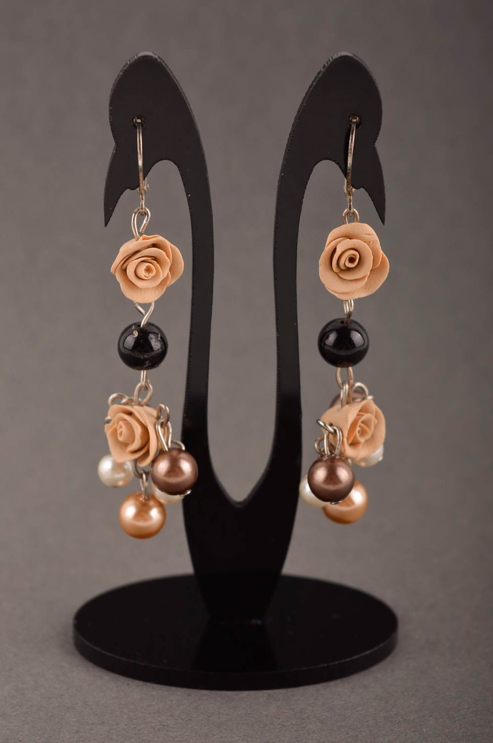 Long earrings handmade designer earrings with beads beaded jewelry gift for girl photo 1