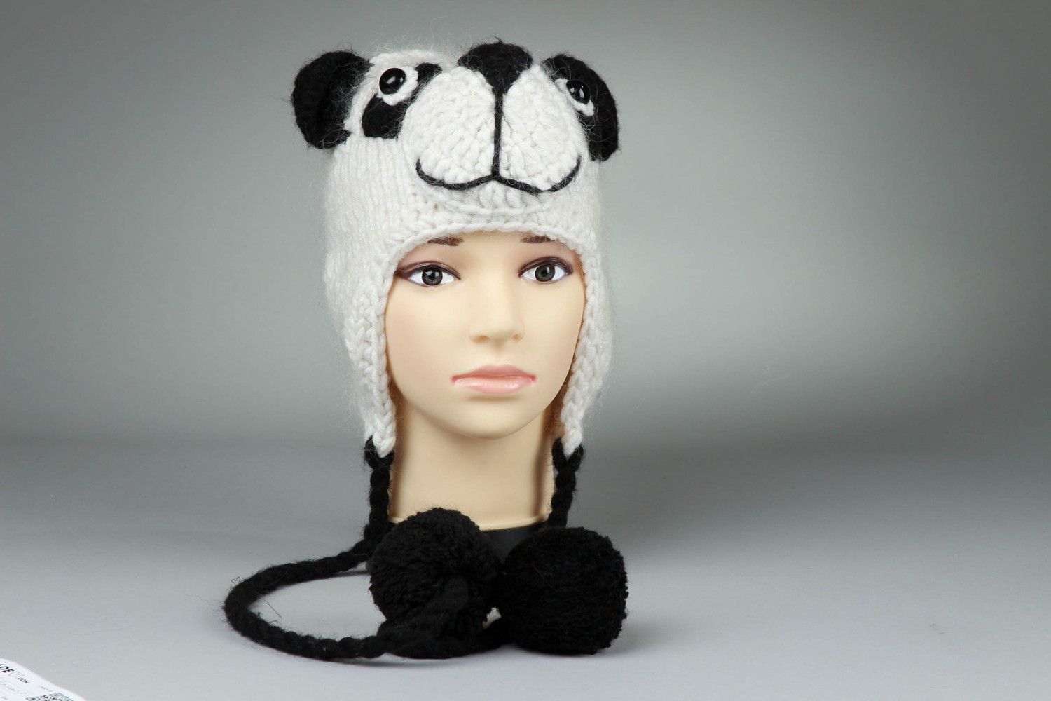 Вязанная шапка Панда фото 2