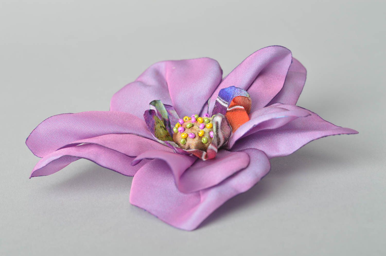 Stylish handmade textile brooch flower barrette designer hair accessories photo 3