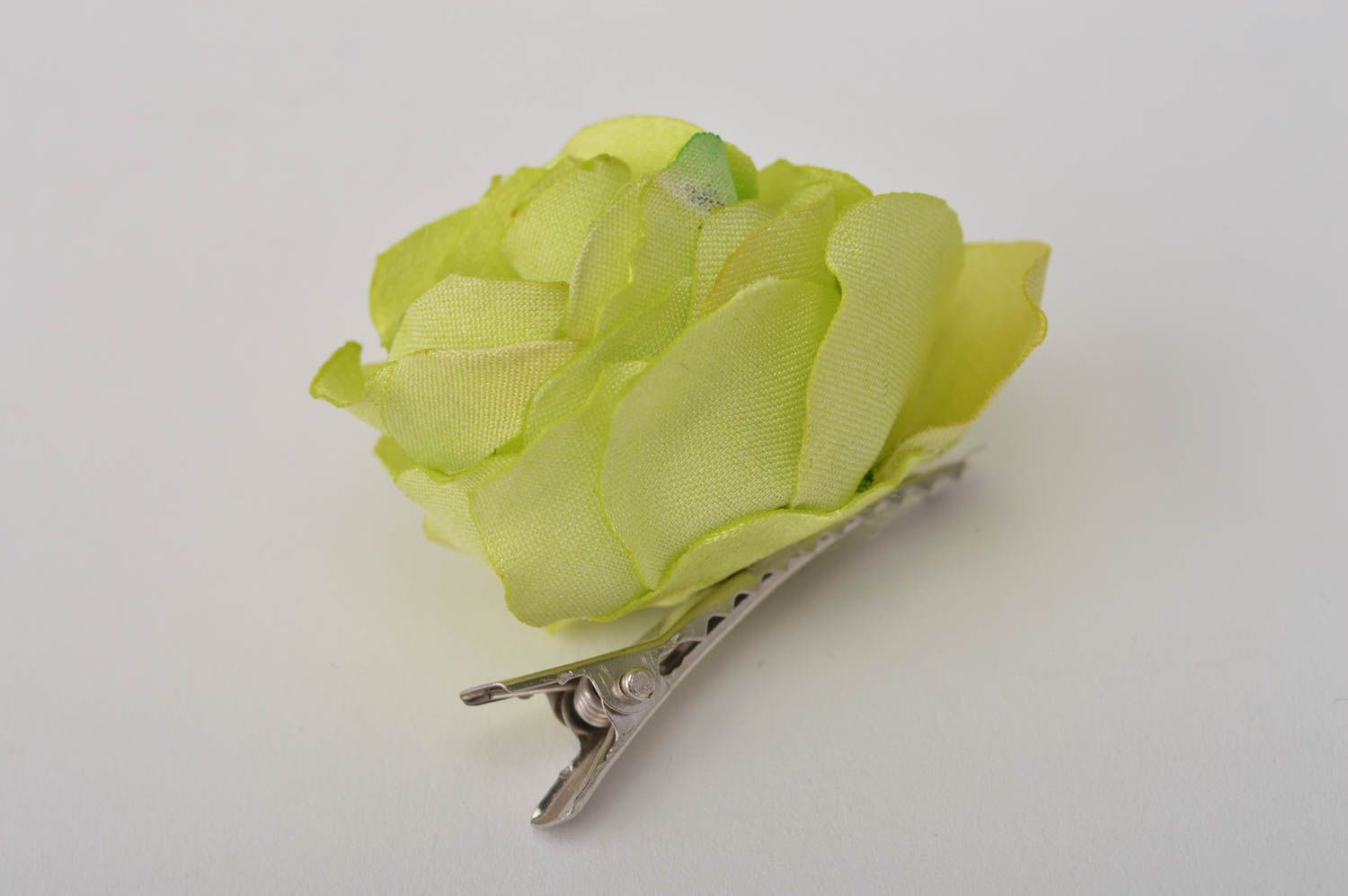 Украшение ручной работы заколка с цветком аксессуар для волос роза зеленая фото 10