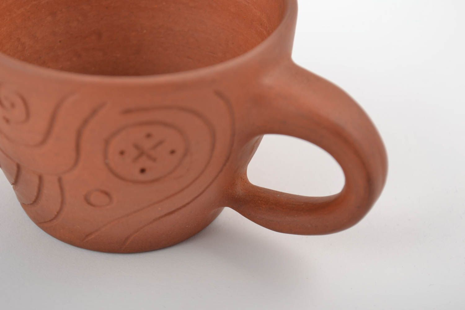 Keramik Tassen Set 3 Stück mit Musterungen bemalt handgemacht schön braun foto 5