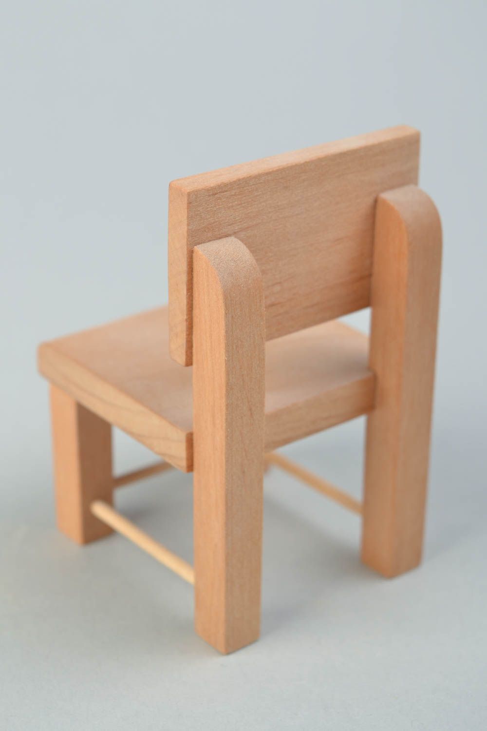 Handmade wooden craft blank for decorations doll furniture small chair photo 4