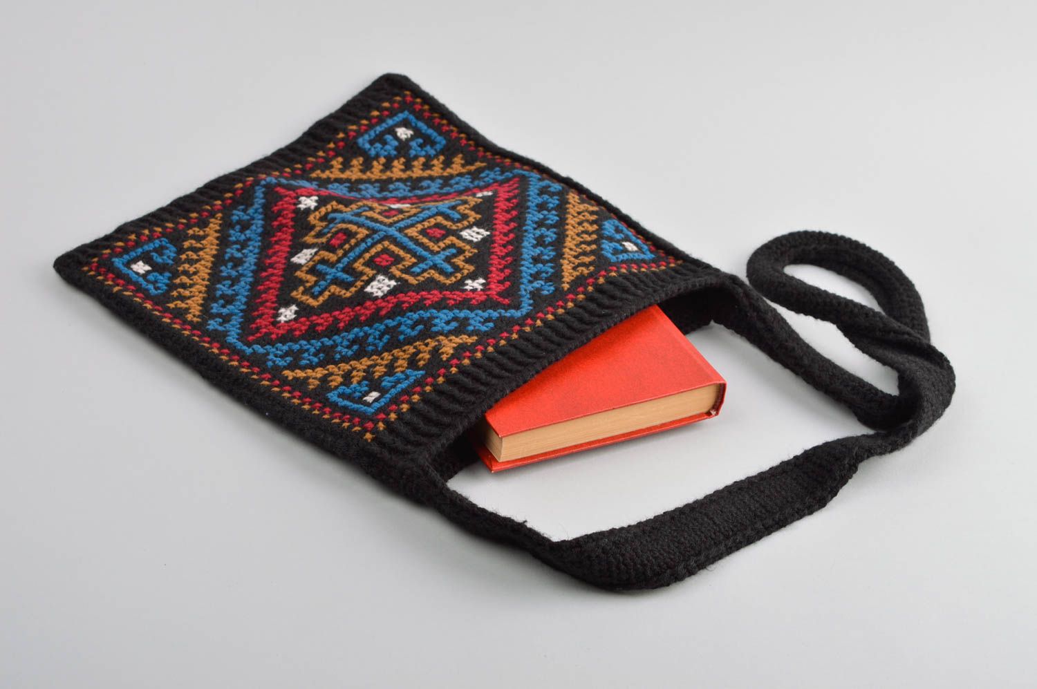 Bolso de tela tejido a mano accesorio para mujer regalo original para amiga foto 4