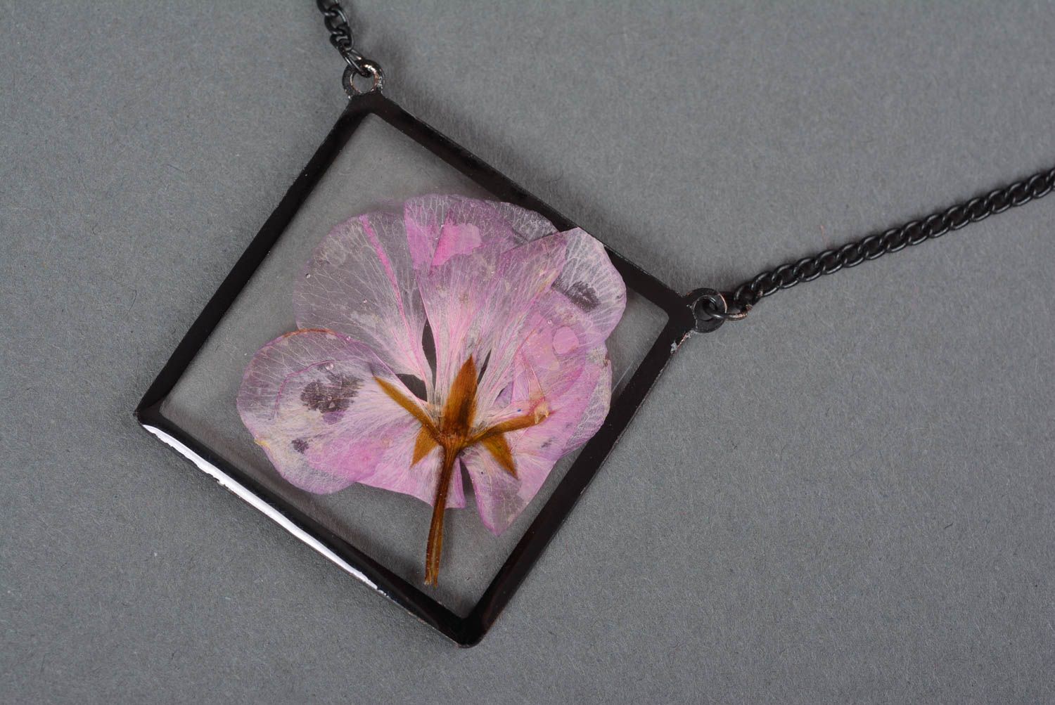 Charm necklace handmade jewelry flower necklace epoxy resin real flower jewelry photo 4