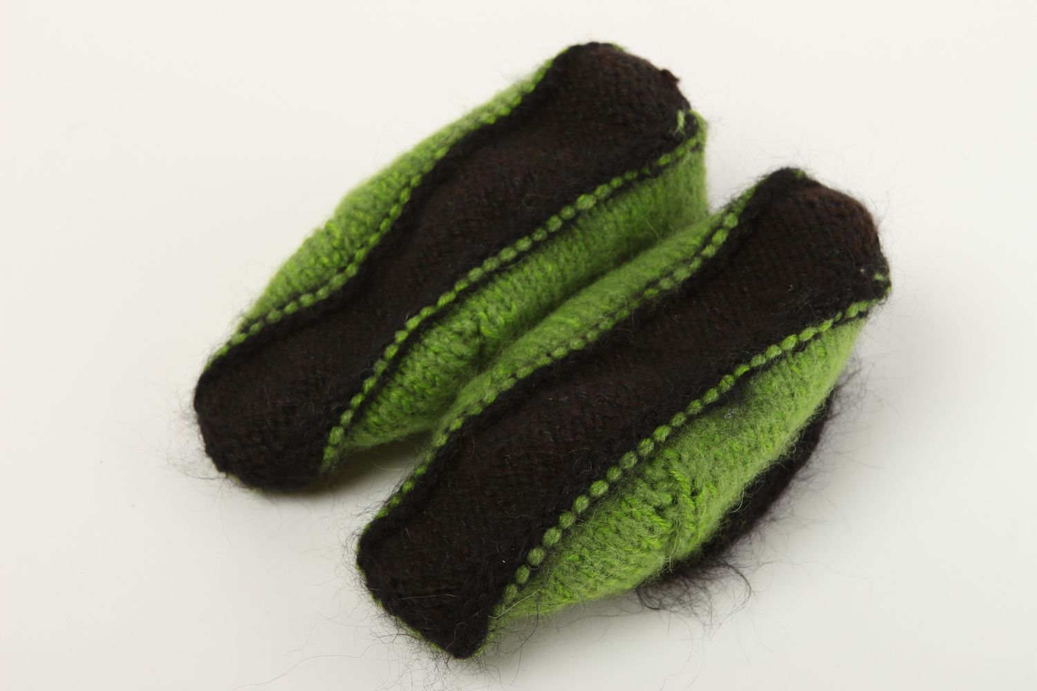Pantoufles femme faites main Pantoufles en laine vertes Chaussons d'intérieur photo 4
