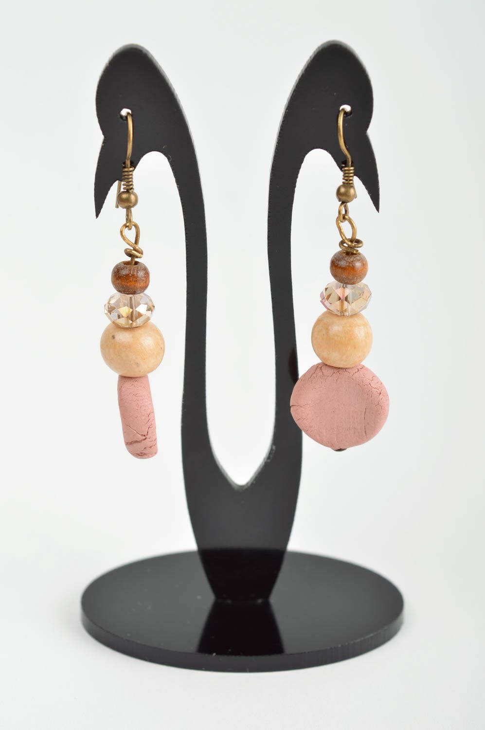 Beautiful handmade plastic earrings beaded earrings handmade accessories photo 2