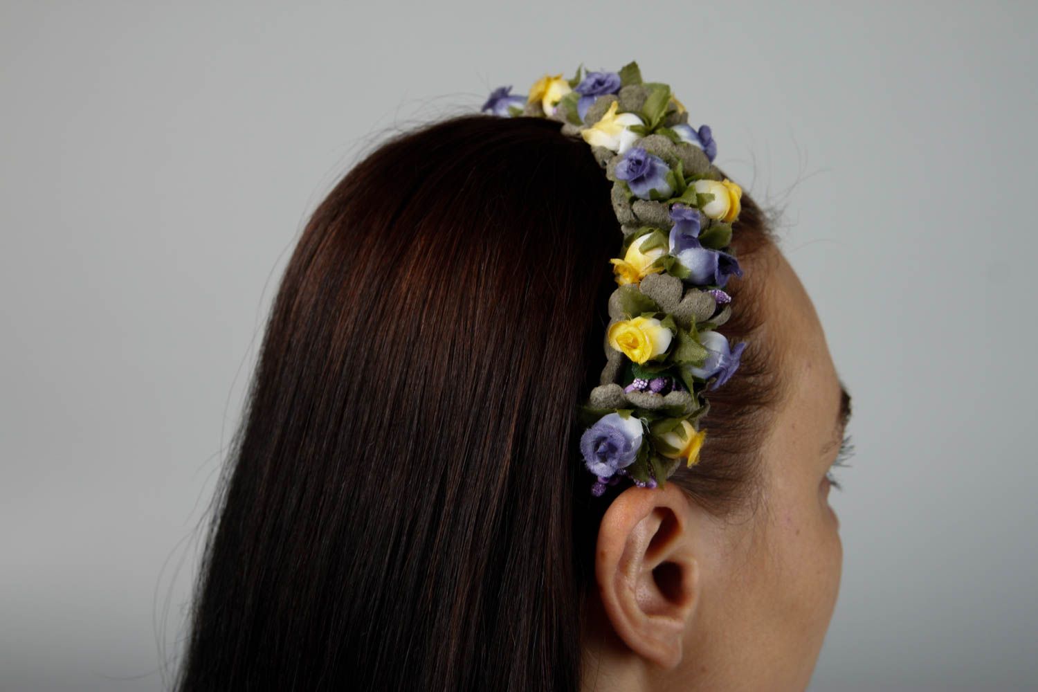 Serre-tête fleurs Accessoire cheveux fait main de cuir Cadeau original photo 2