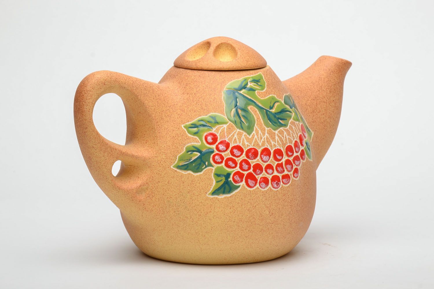 Beautiful clay teapot Berries photo 3