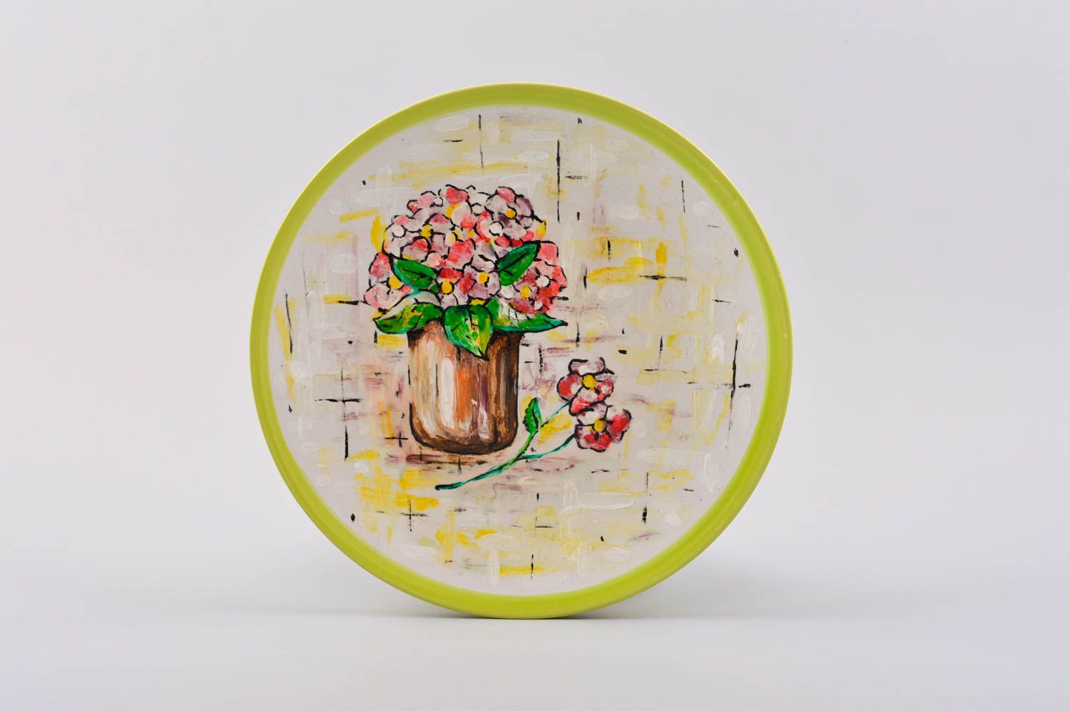 Расписная тарелка ручной работы керамическая тарелка глиняная посуда Цветы фото 2