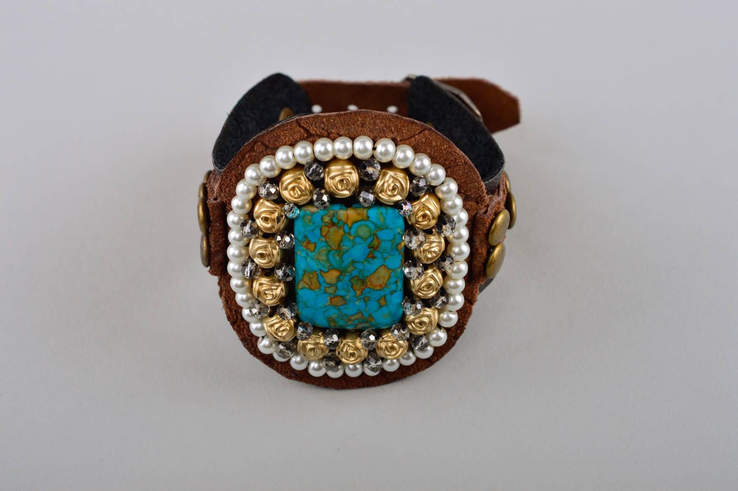 Handmade leather designer bracelet accessory in ethnic style cool bracelet photo 5