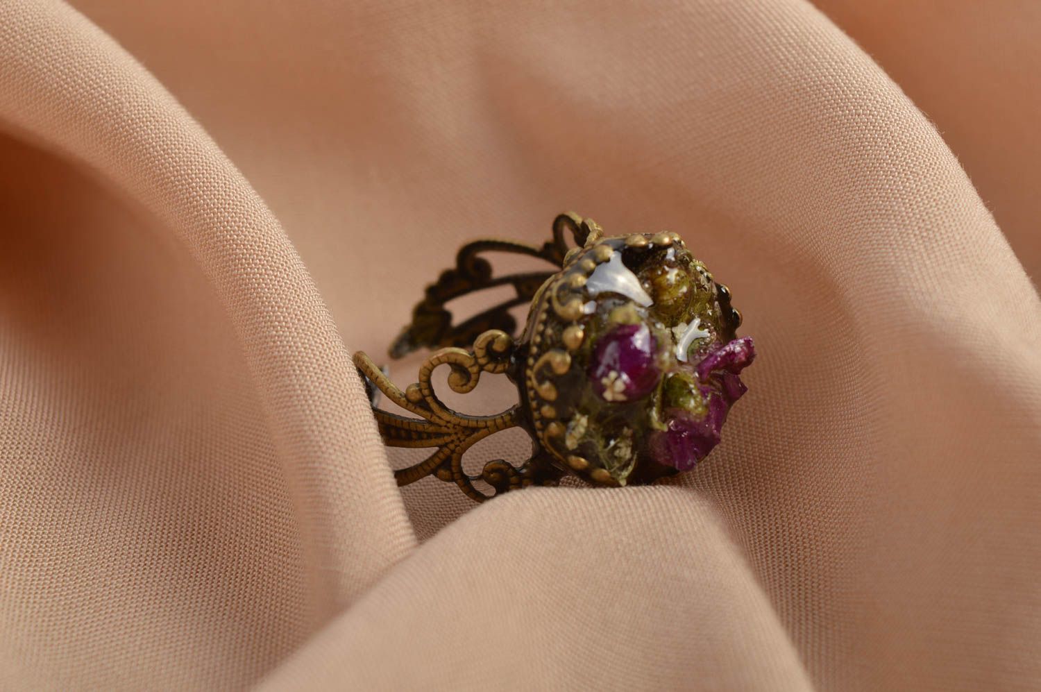 Handmade jewelry flower ring epoxy resin seal ring designer accessories photo 1