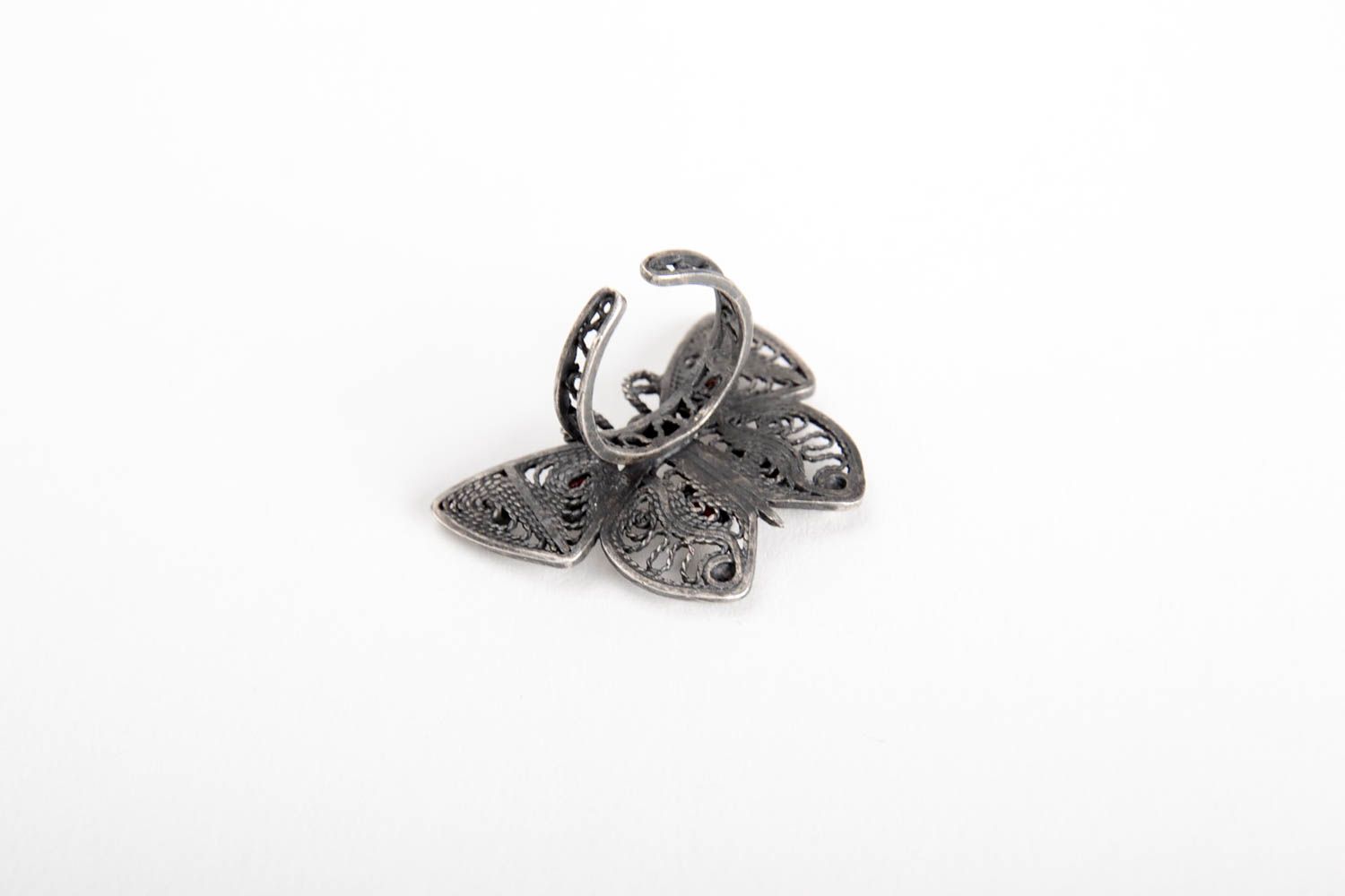 Серебряное кольцо ручной работы серебряное украшение женское кольцо с гранатом фото 5