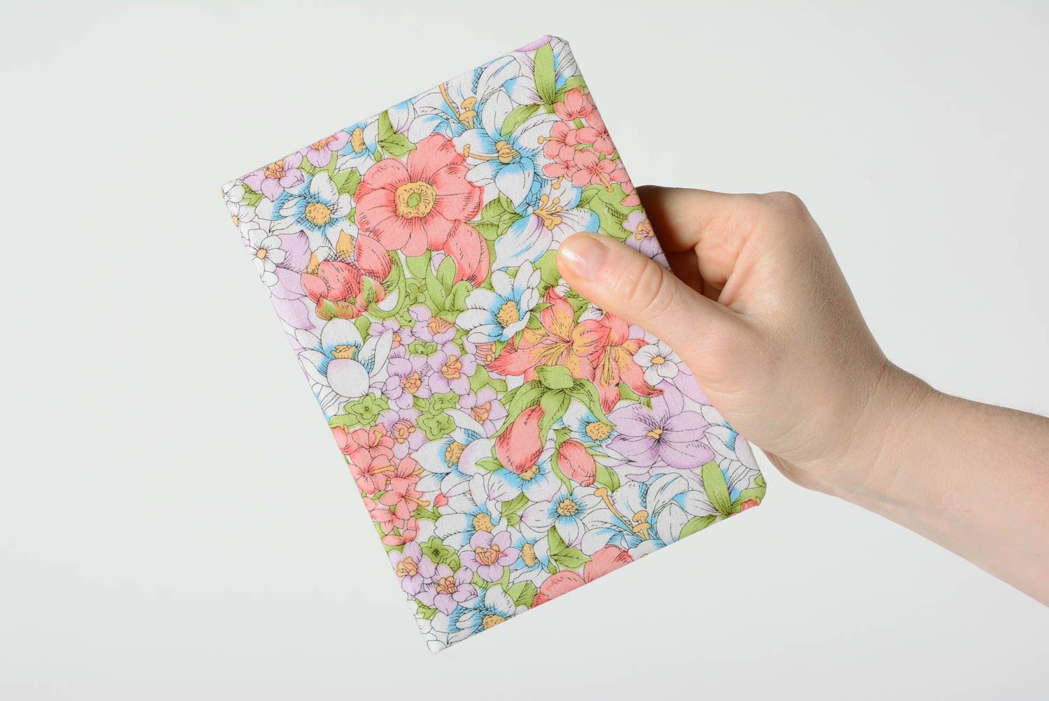 Handmade decorative designer notebook with soft fabric cover with floral pattern photo 3