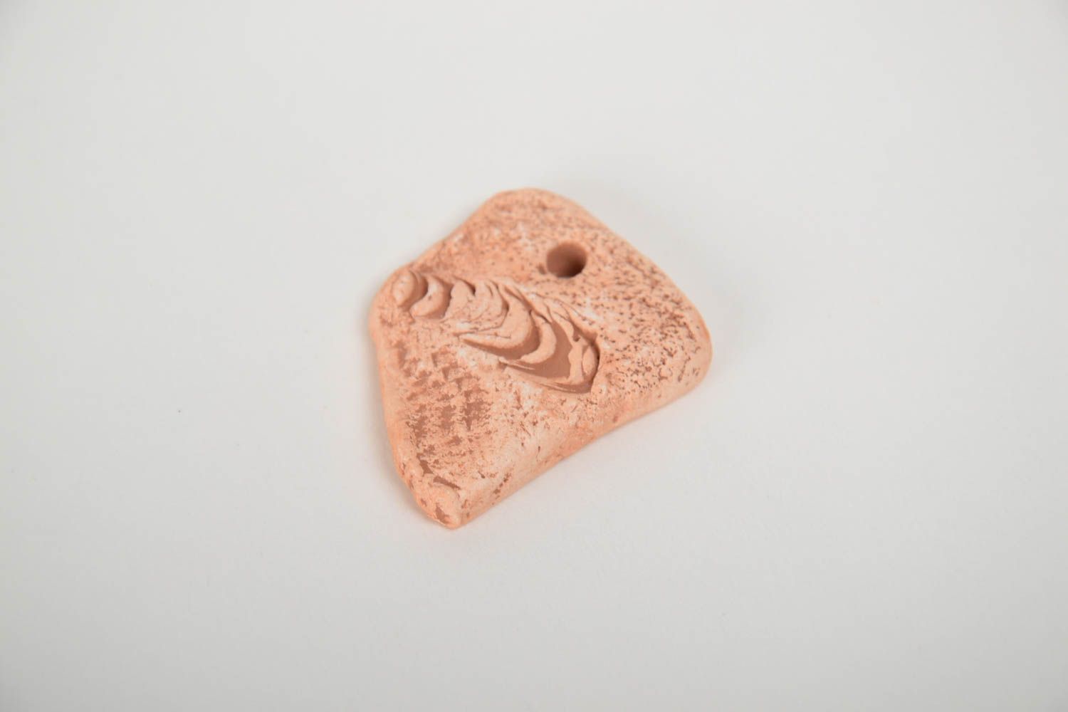 Small handmade ceramic blank pendant of unusual shape DIY jewelry  photo 2