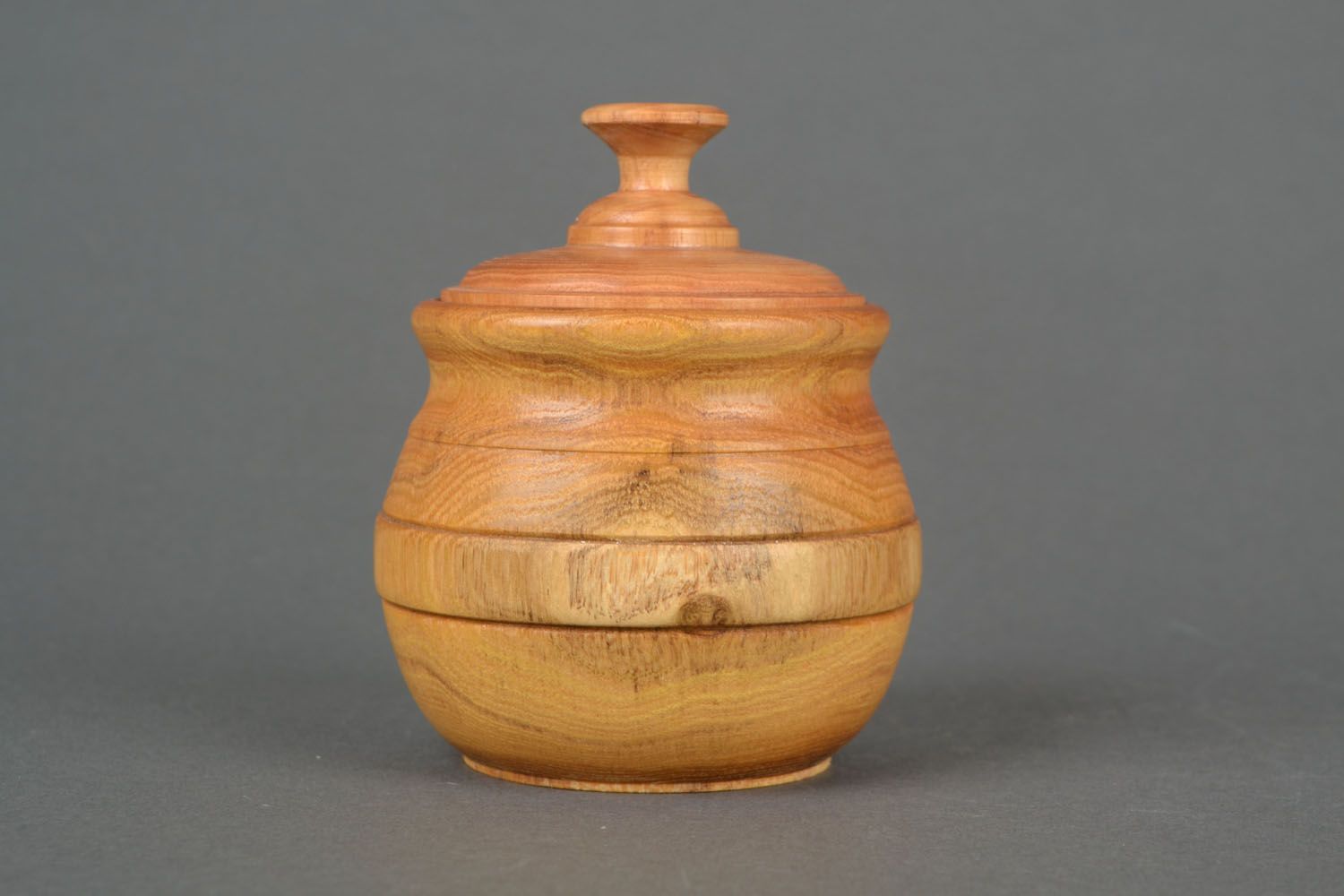 Wooden handmade round jar with lid 5-6 oz 0,8 lb photo 5