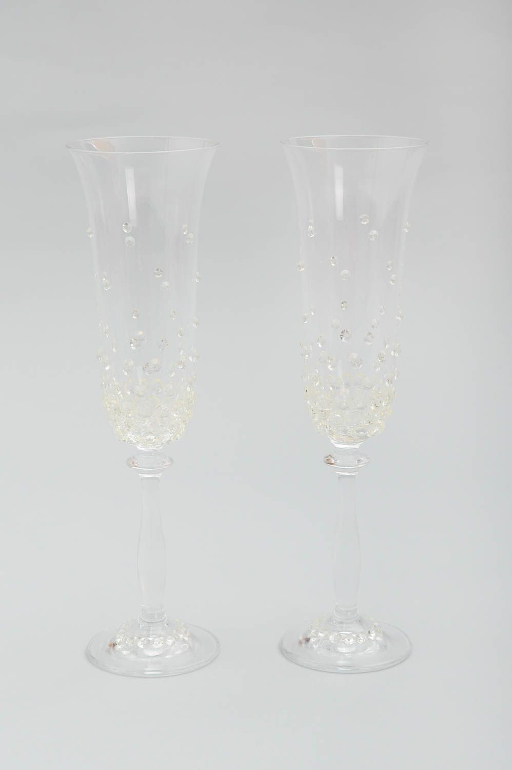 Handmade Gläser Set Sektgläser zur Hochzeit Geschirr aus Glas 2 Stück  foto 2