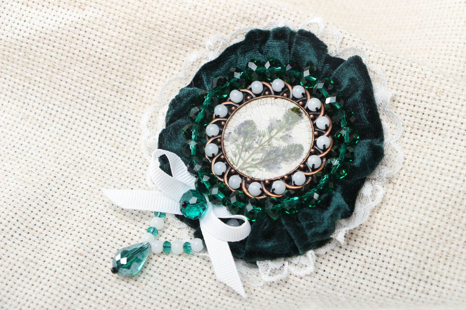 Homemade brooch with real flowers photo 1