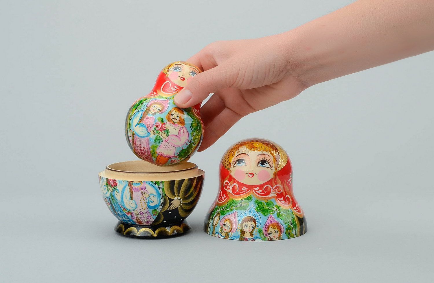Matrioska dipinta fatta a mano decorazione da casa bambole russe di legno foto 3