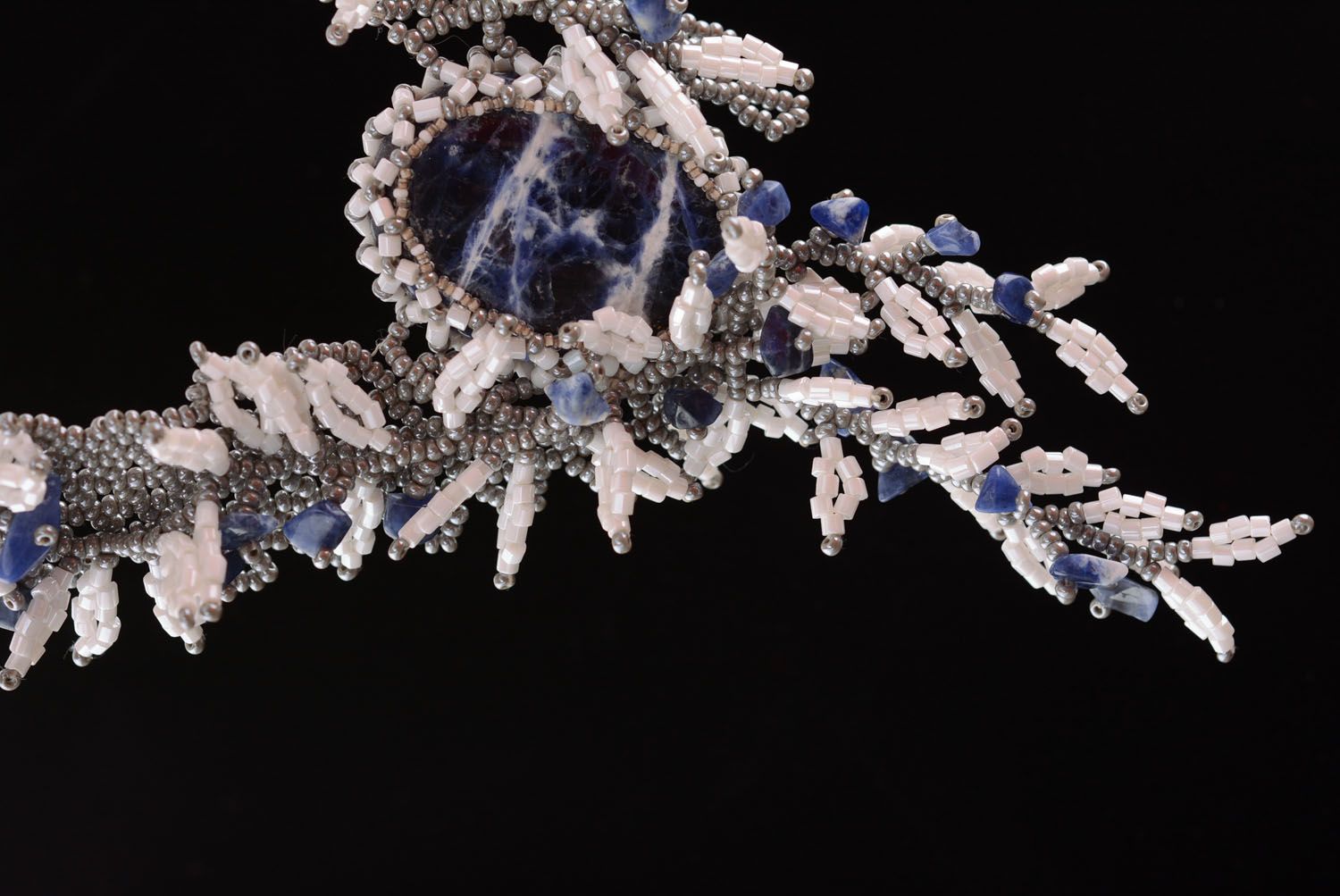 Beaded necklace with lapis lazuli stone photo 2