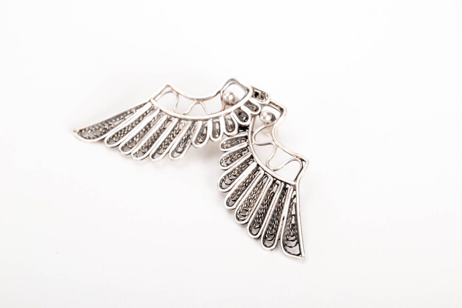 Handmade unique silver earrings designer stylish bijouterie present for woman photo 5