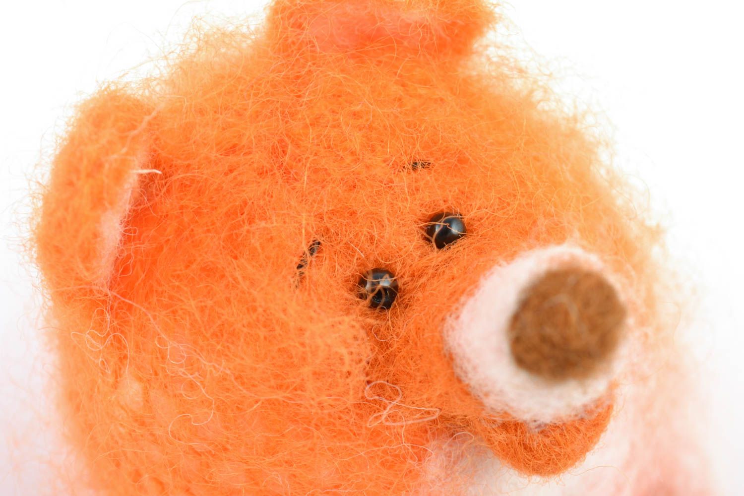 Маленькая мягкая игрушка ручной работы Лис вязаный из шерсти оранжевый улыбчивый фото 3