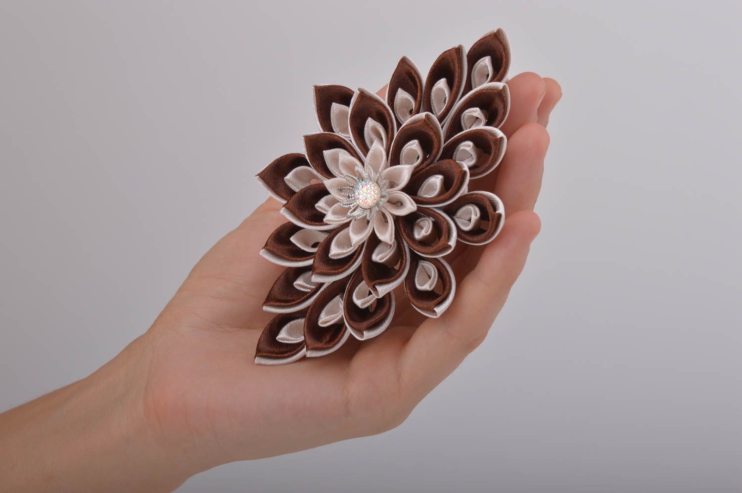 Unusual handmade flower barrette flowers in hair textile hair clip gifts for her photo 5