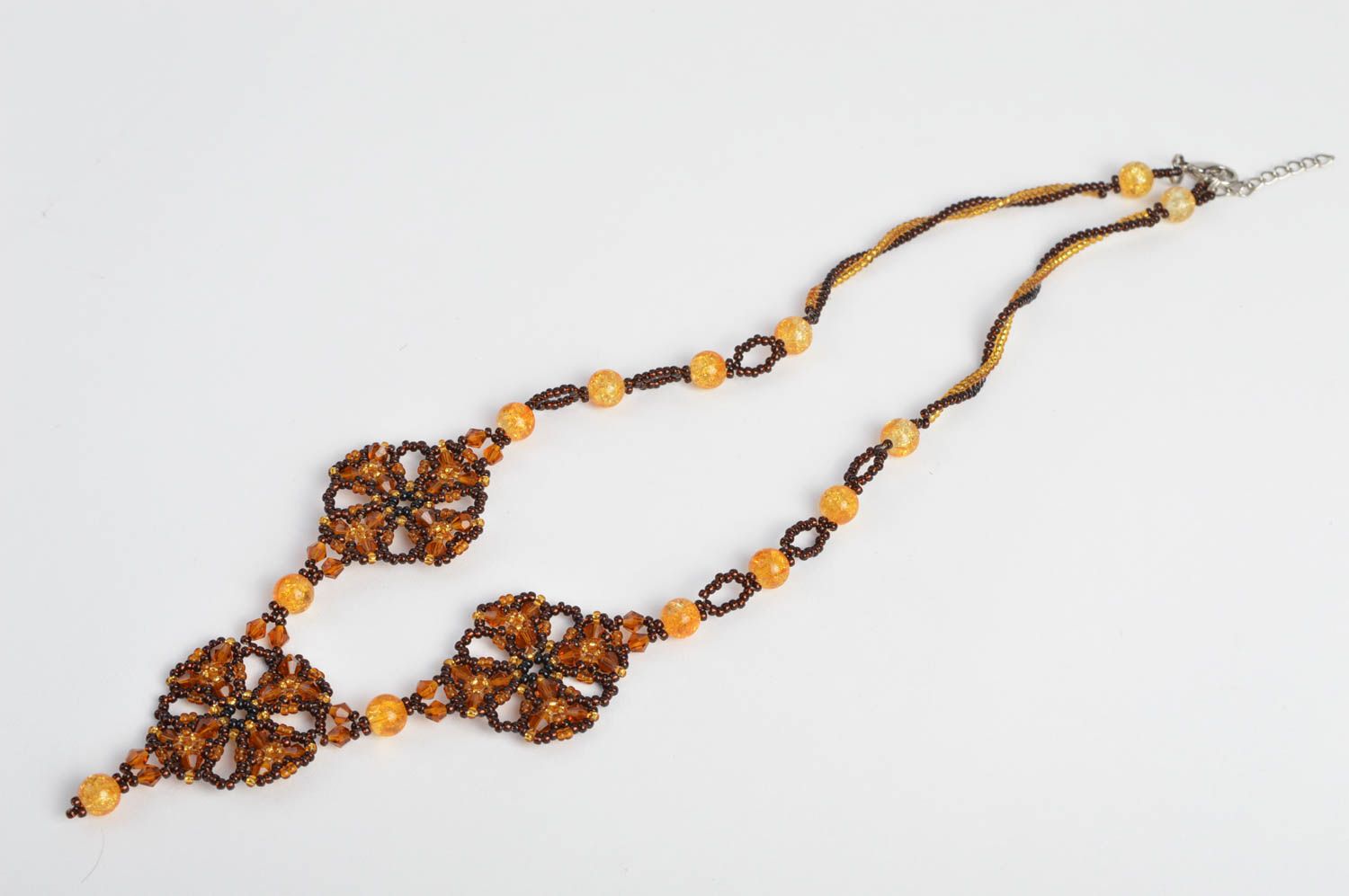 Seed beaded necklace designer beaded jewelry handmade bijouterie accessory photo 3