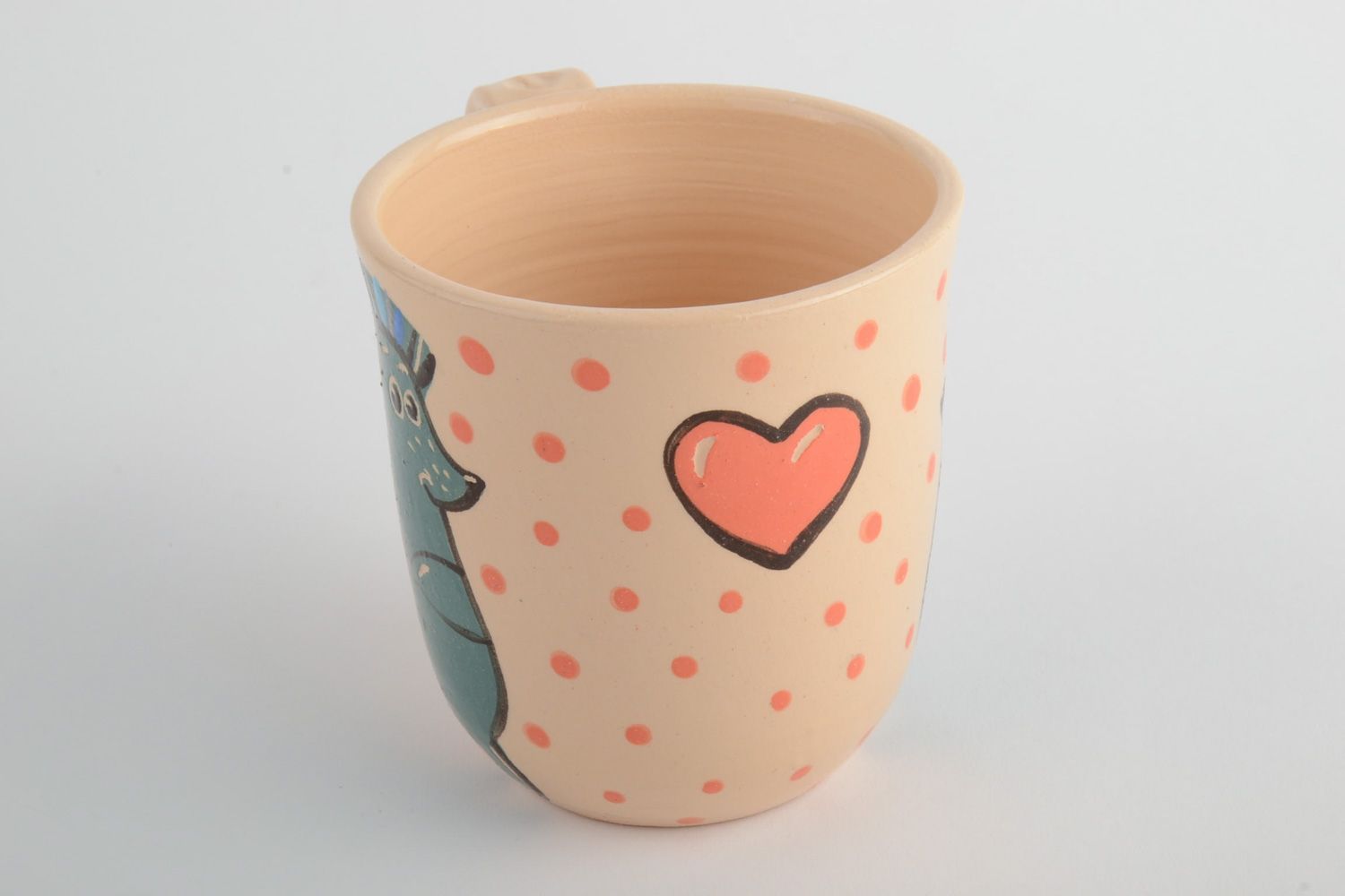 Unique ceramic glazed drinking cup with hedgehog pattern  photo 3
